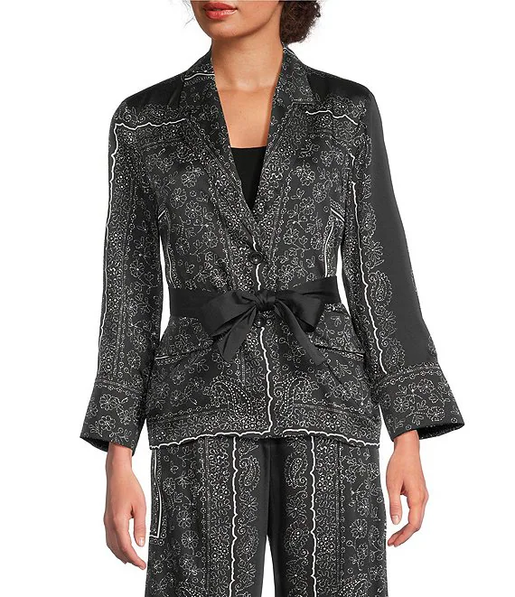 Silky “Bandana” Pattern Jacket with Waist Tie – Marella