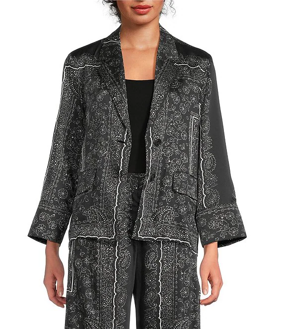 Silky “Bandana” Pattern Jacket with Waist Tie – Marella