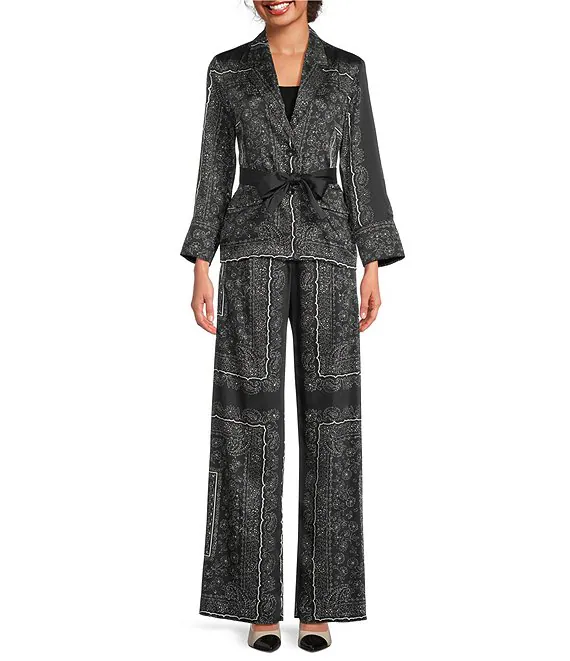 Wide Legged Silky “Bandana” Trousers with Front Pleats – Marella