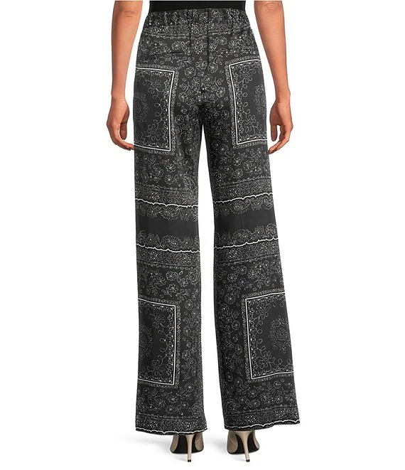 Wide Legged Silky “Bandana” Trousers with Front Pleats – Marella
