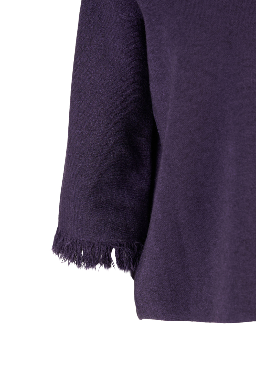 Boxy Woolly Blouse with 3/4 Fringed Sleeves (Natacha)