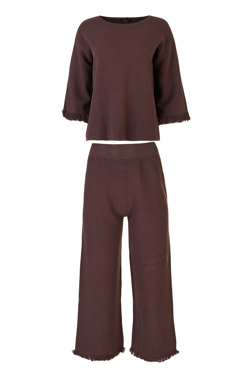 Cropped Woolly Jersey Trousers with Fringe and Elasticated Waistband (Natacha)