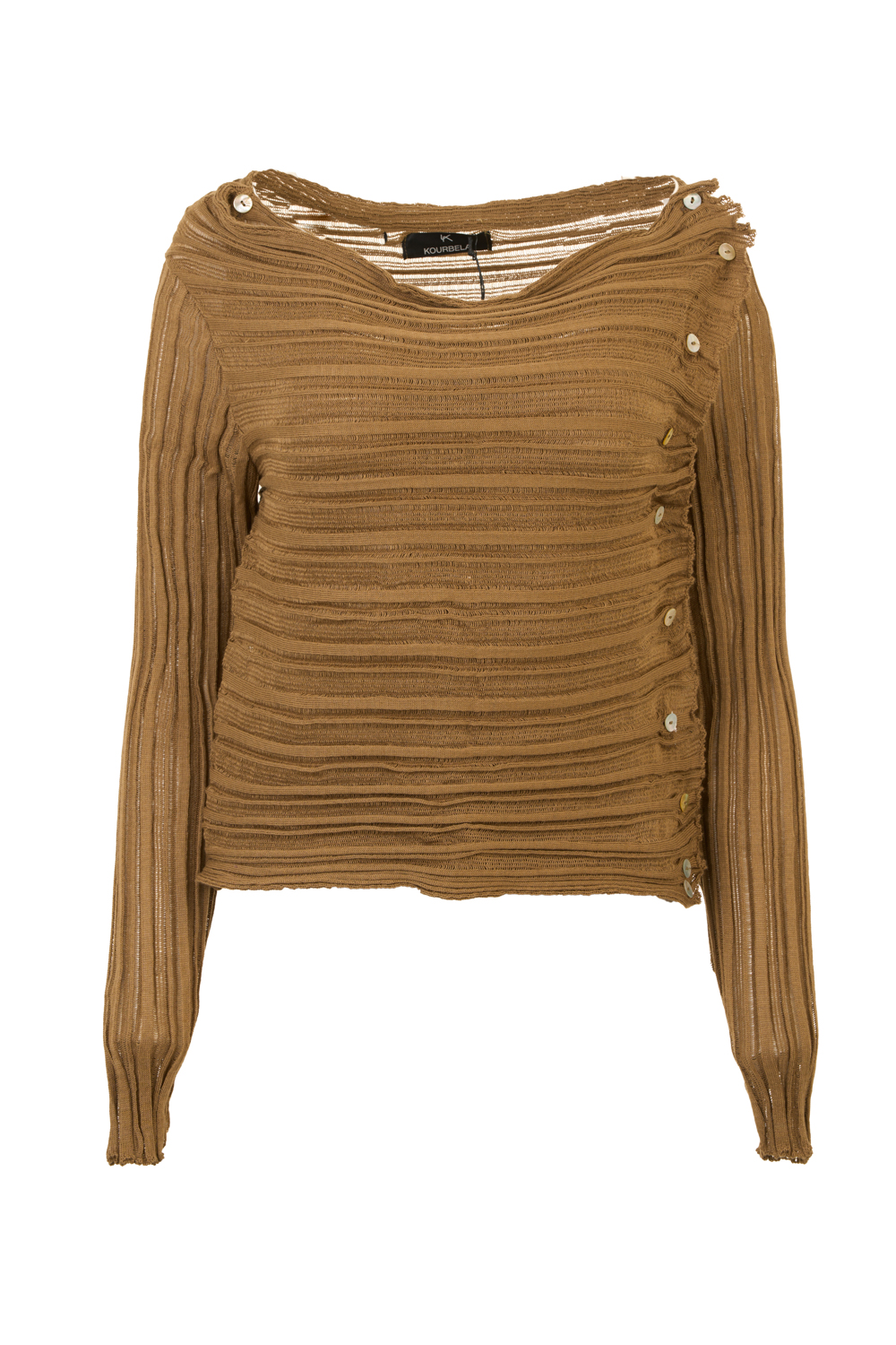 Ribbed Short Sweater/Cardigan with Side Buttoning (Ioanna Kourbela)