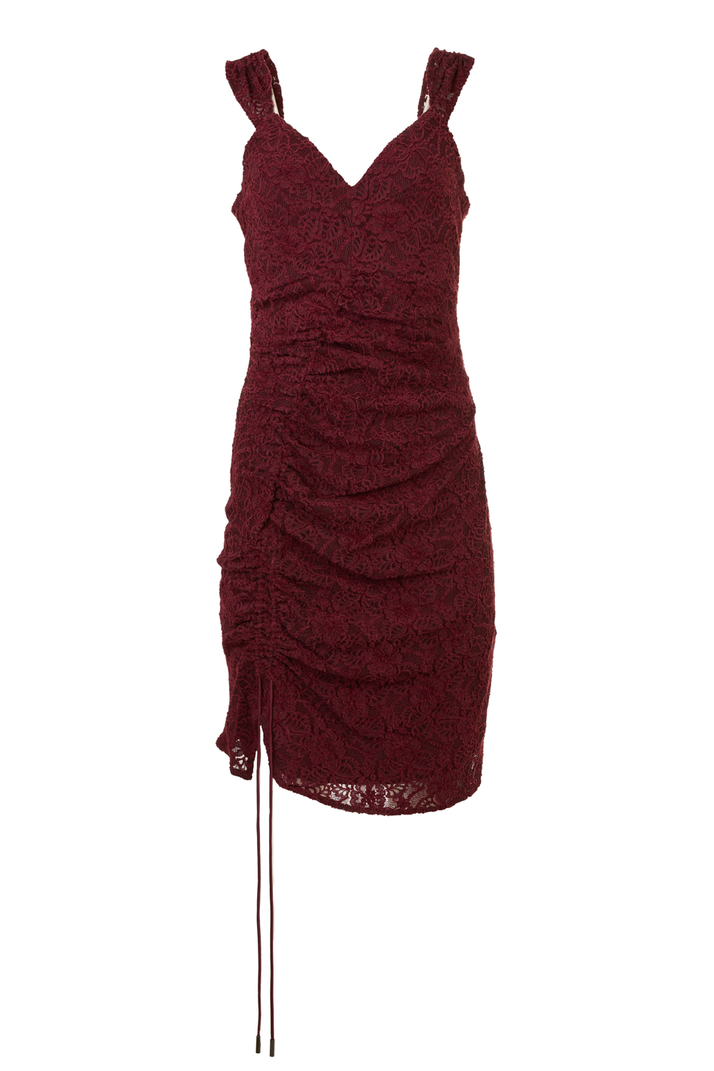 Lace Boudoir Bodycon Dress with Front Ruching Detail (Guess)