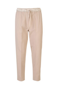 Image of Straight Trousers with Satin Elasticated Waistband (Marella)