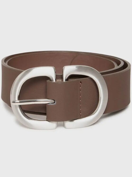Faux Leather Belt with Double Rounded Metal Buckle – Ichi