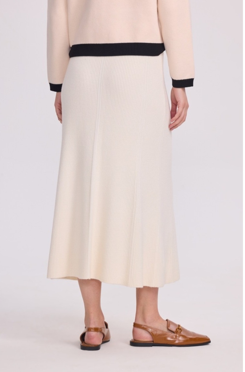 Ribbed Soft Straigth Midi Skirt with Elasticated Waistband – Sunny Studio