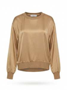 Image of Slouchy Silky Blouse with Rib Endings -Sunny Studio