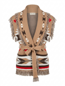 Image of Azteque Print Soft Long Vest with Tie Belt – Orlinn