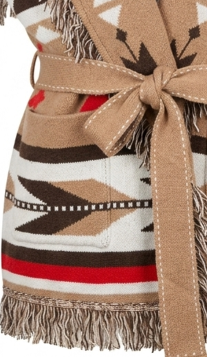 Azteque Print Soft Long Vest with Tie Belt – Orlinn