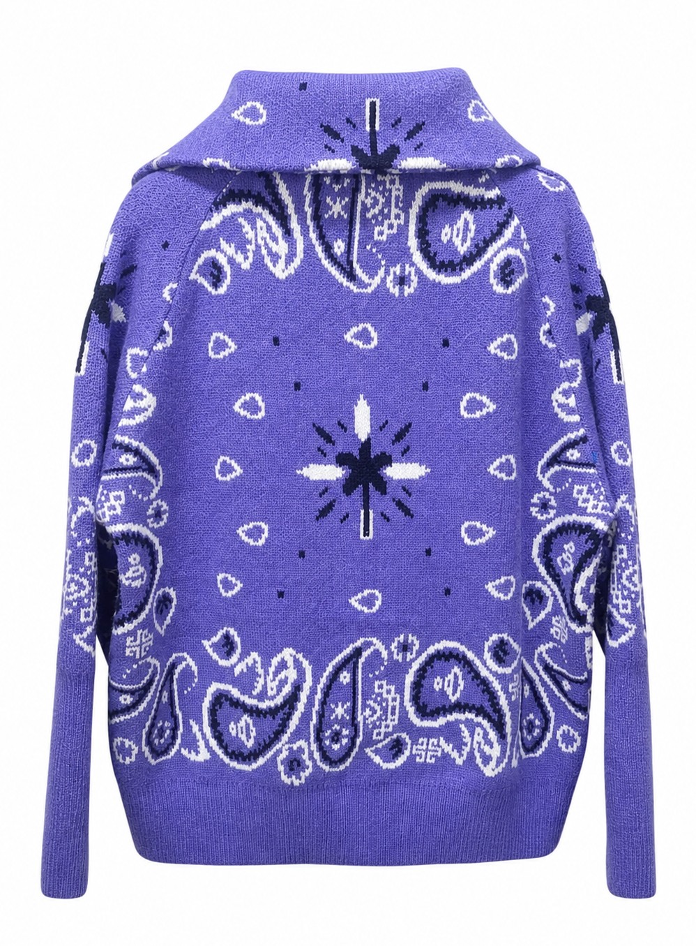 High Collar Bandana Print Zipped Soft Jacket with Front Pockets – Orlynn