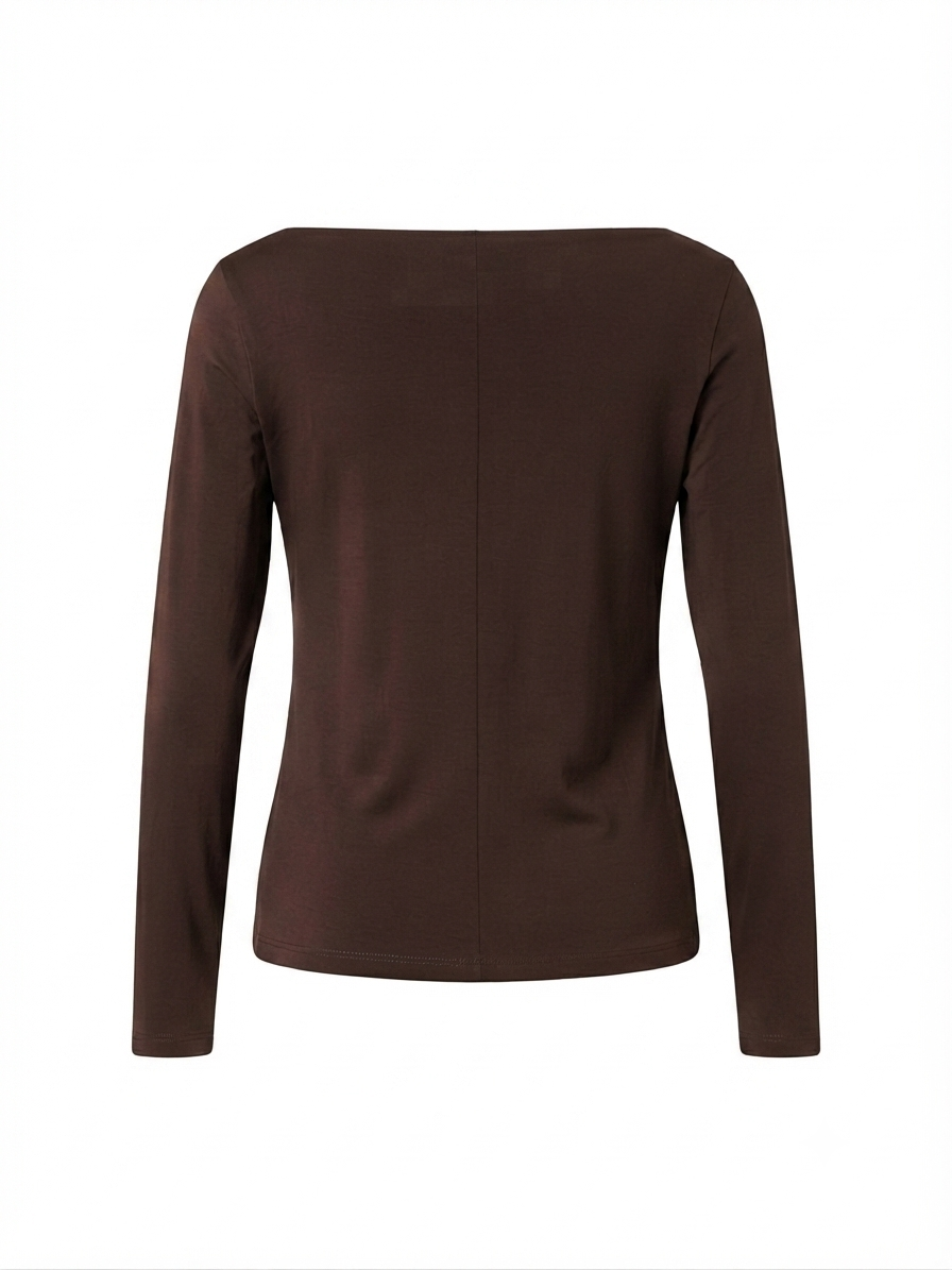 Long Sleeve T-Shirt with Front and One Shoulder Draping – Kourbela