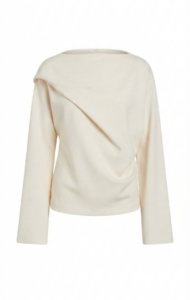 Image of Soft “Architectural” Blouse with High Neck and Side Pleat – Kourbela