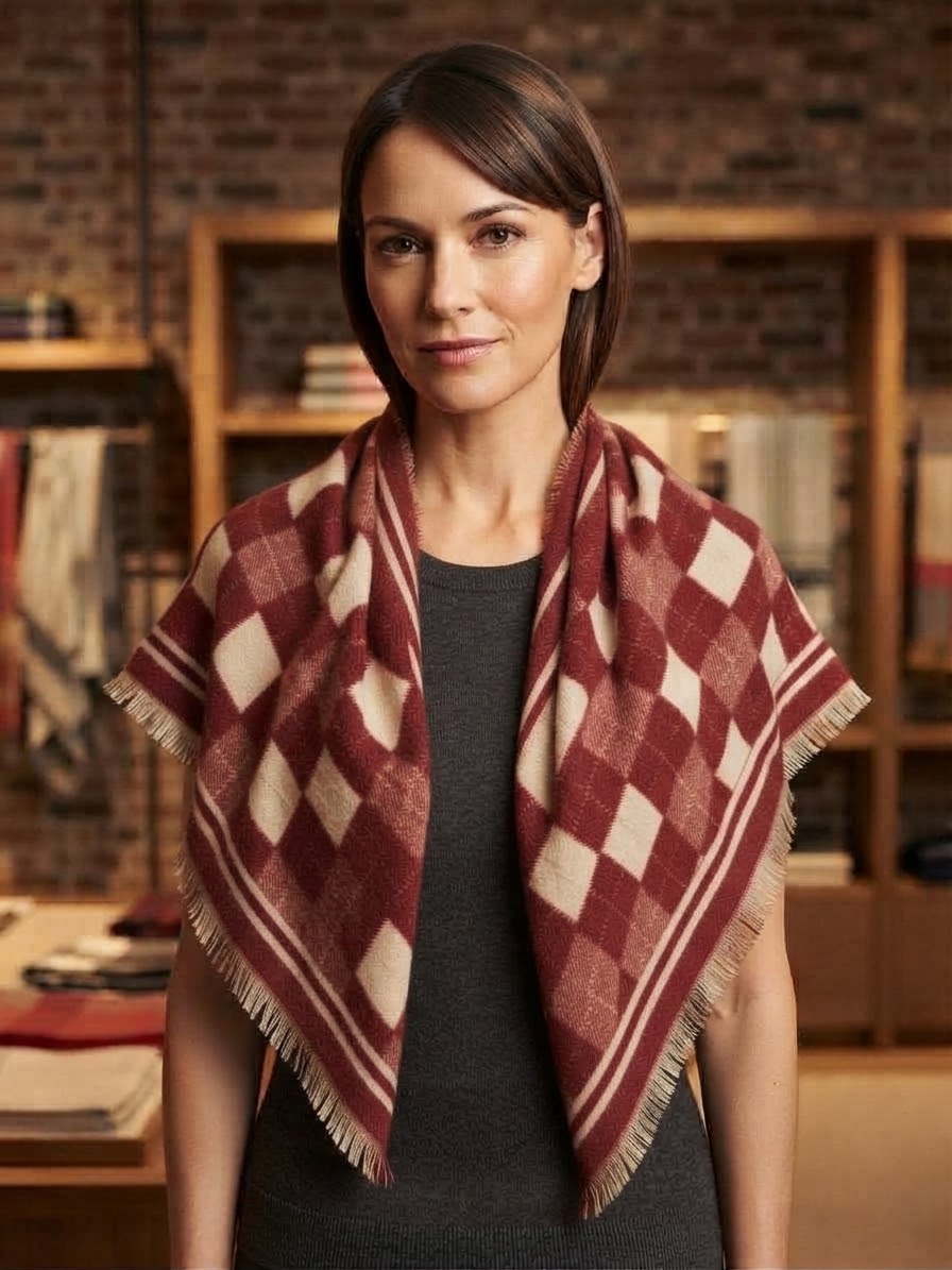Wooly Triangle Argyle Stole – Vimoda