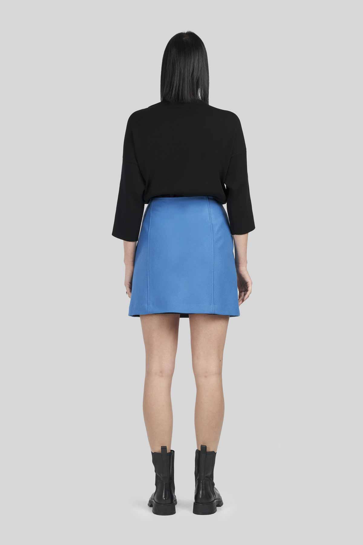 A-Line Structured Wooly Mini Skirt-Caractere