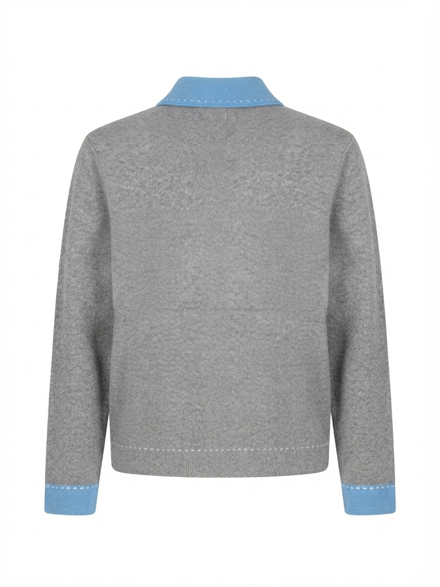 Two Tones Cardigan with Front Pockets,Buttons and Stripe Details – Orlinn