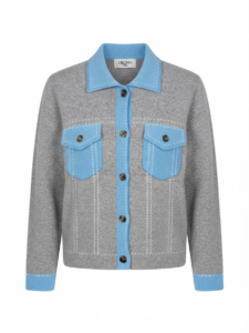 Image of Two Tones Cardigan with Front Pockets,Buttons and Stripe Details – Orlinn