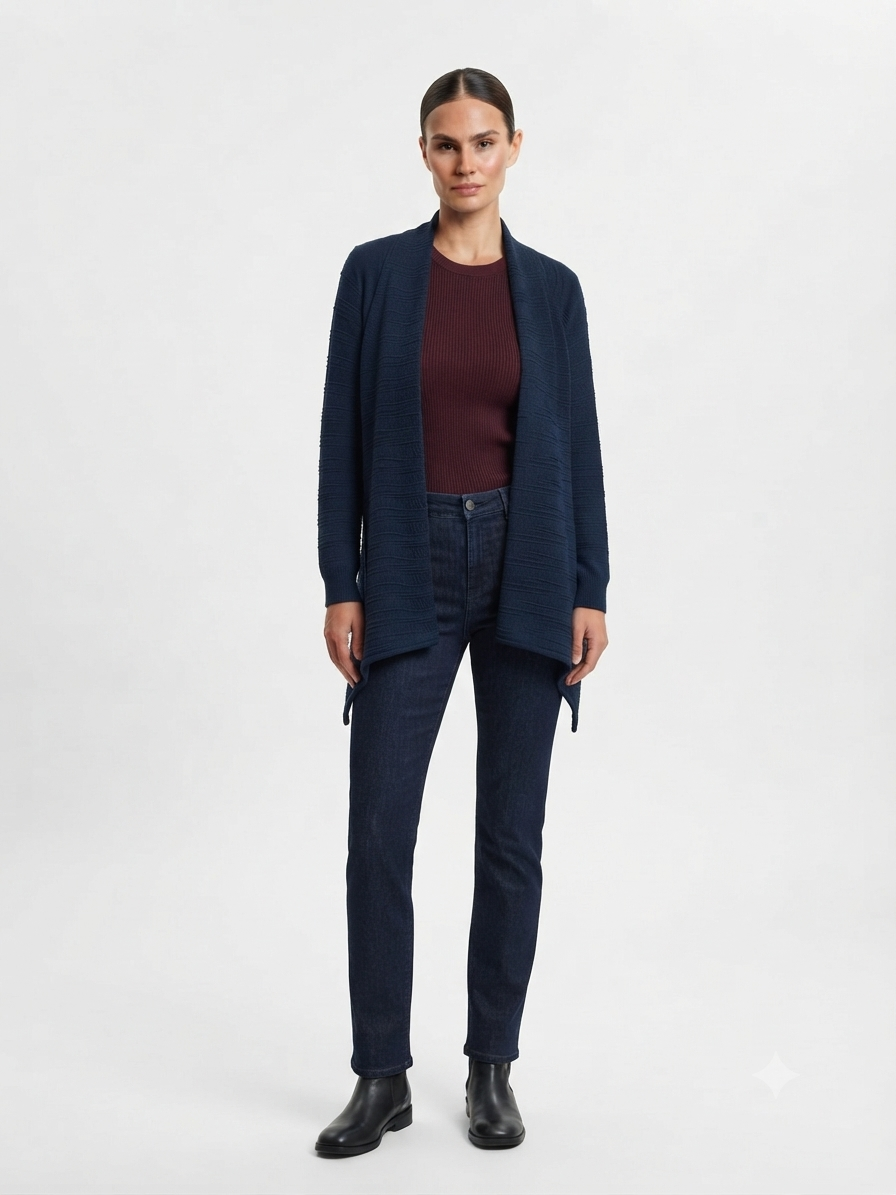 Asymmetric Seameless Striped Wooly Cardigan – Kourbela