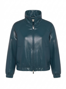 Funnel Neck Eco Leather Bomber Jacket - Marella - Dark Kingfisher, IT 42
