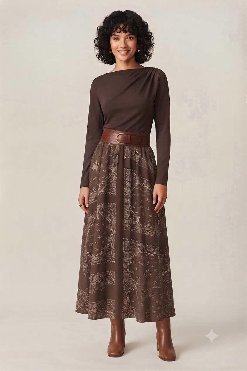 Long Sleeve T-Shirt with Front and One Shoulder Draping – Kourbela