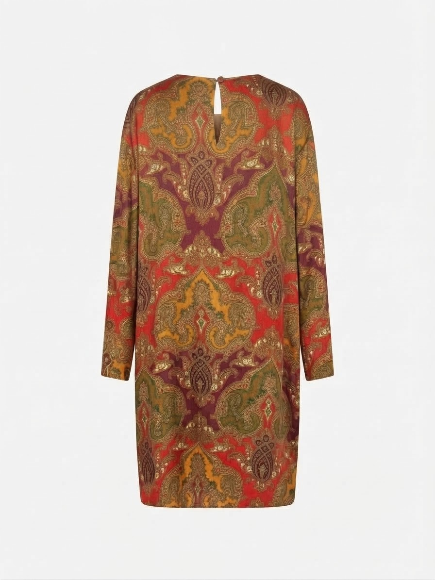 Large Paisley Silky Shift Dress with Side Pockets – Elena Miro