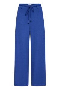Wide Legged Textured Pants with Cord Belt - Ichi - Blue Royal, L