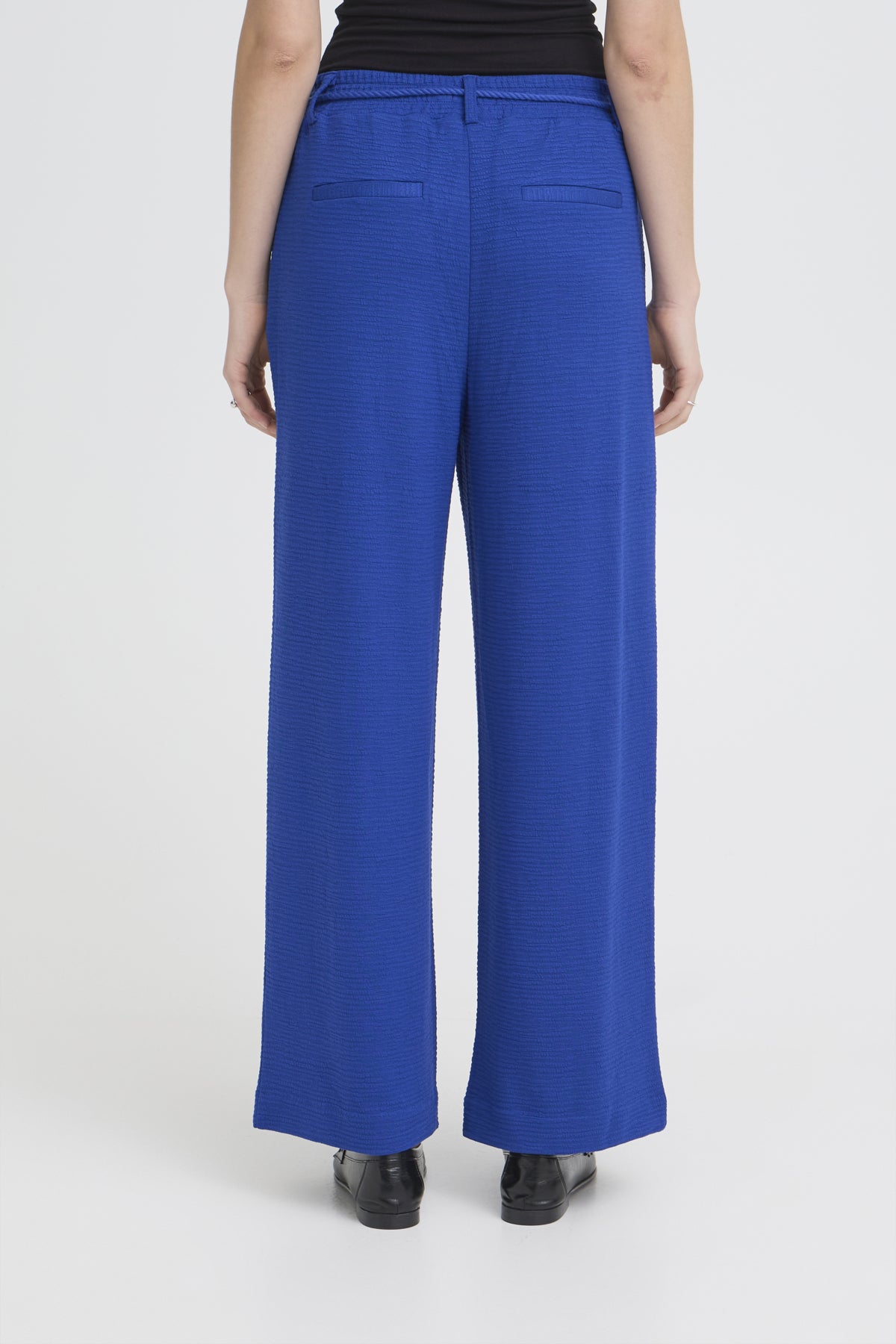 Wide Legged Textured Pants with Cord Belt – Ichi