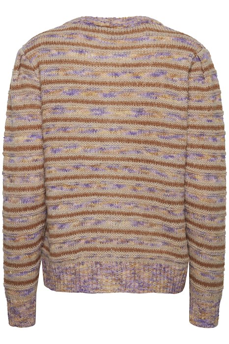 Striped Wooly Cardigan with Puffed Shoulders – Ichi