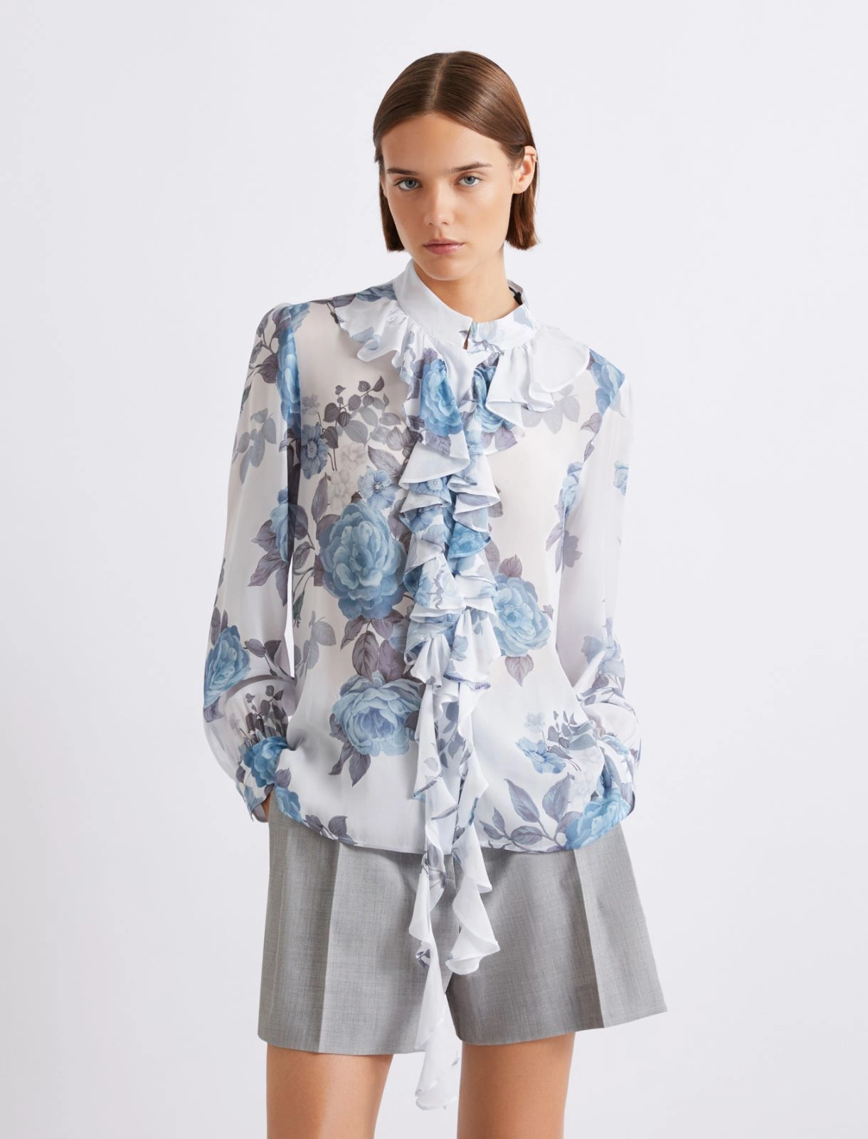 Sheer Floral Ruffled Blouse – Marella