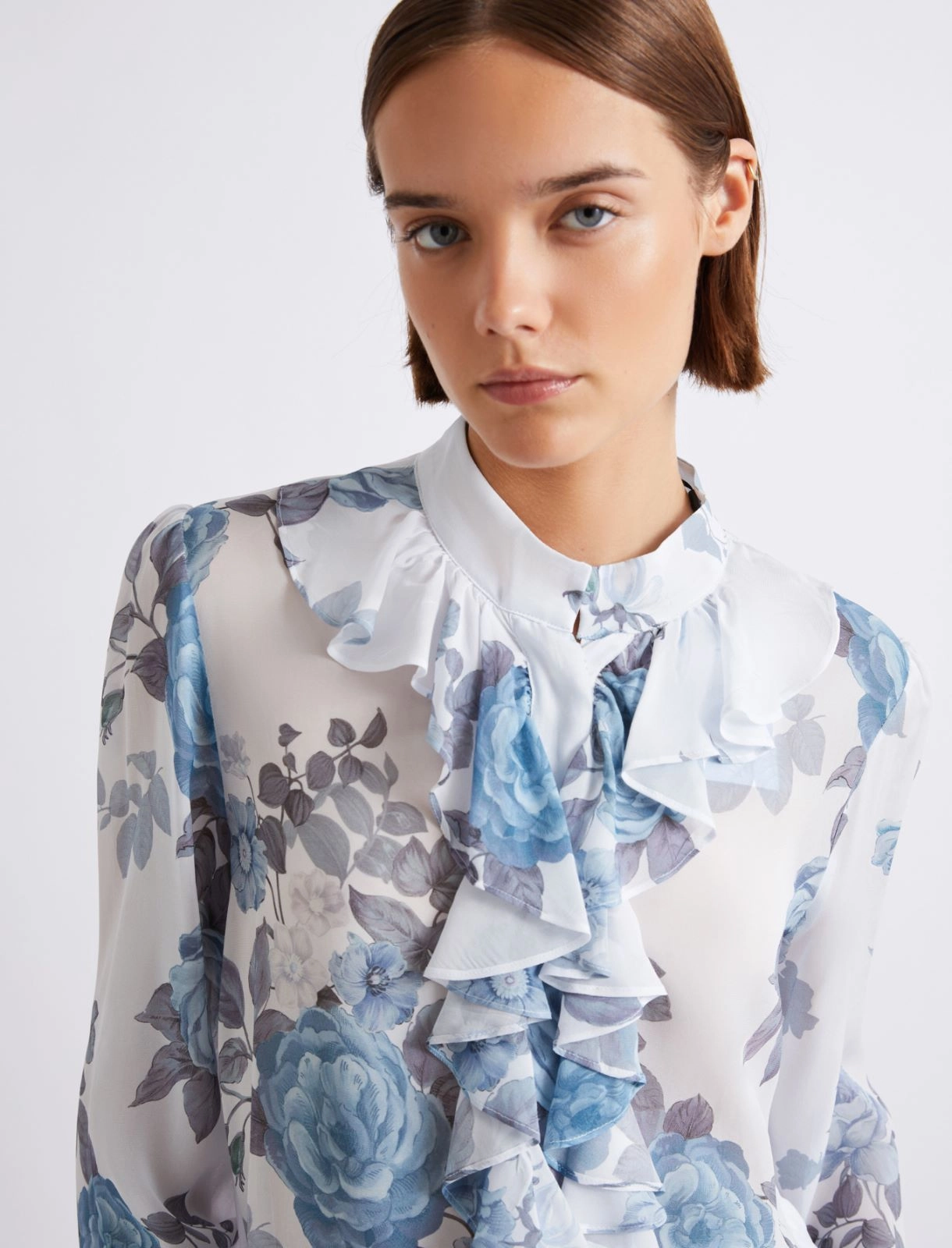 Sheer Floral Ruffled Blouse – Marella