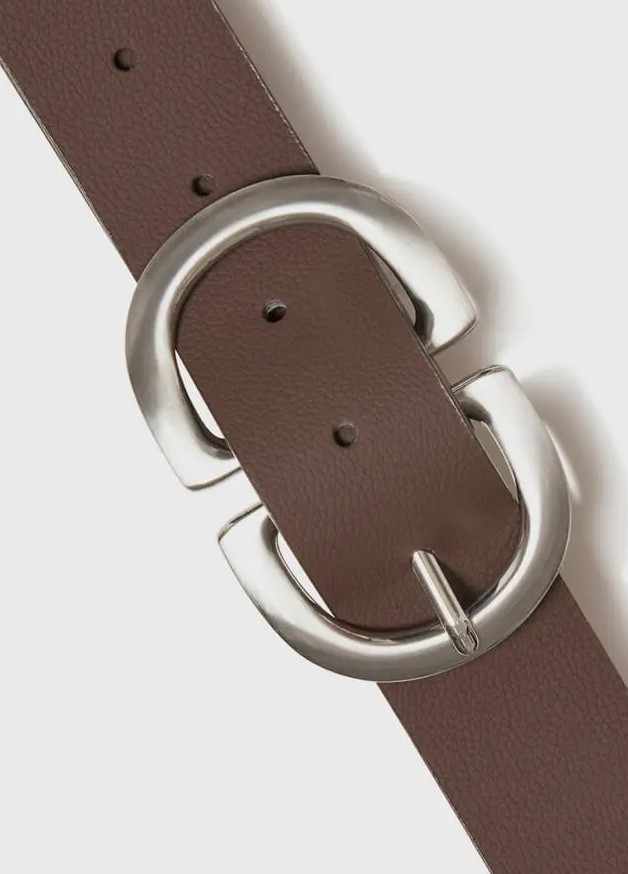 Faux Leather Belt with Double Rounded Metal Buckle – Ichi