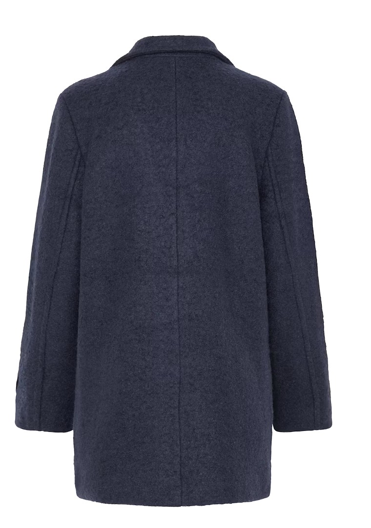 Large Collar Brushed Wool Pea Coat -Ichi