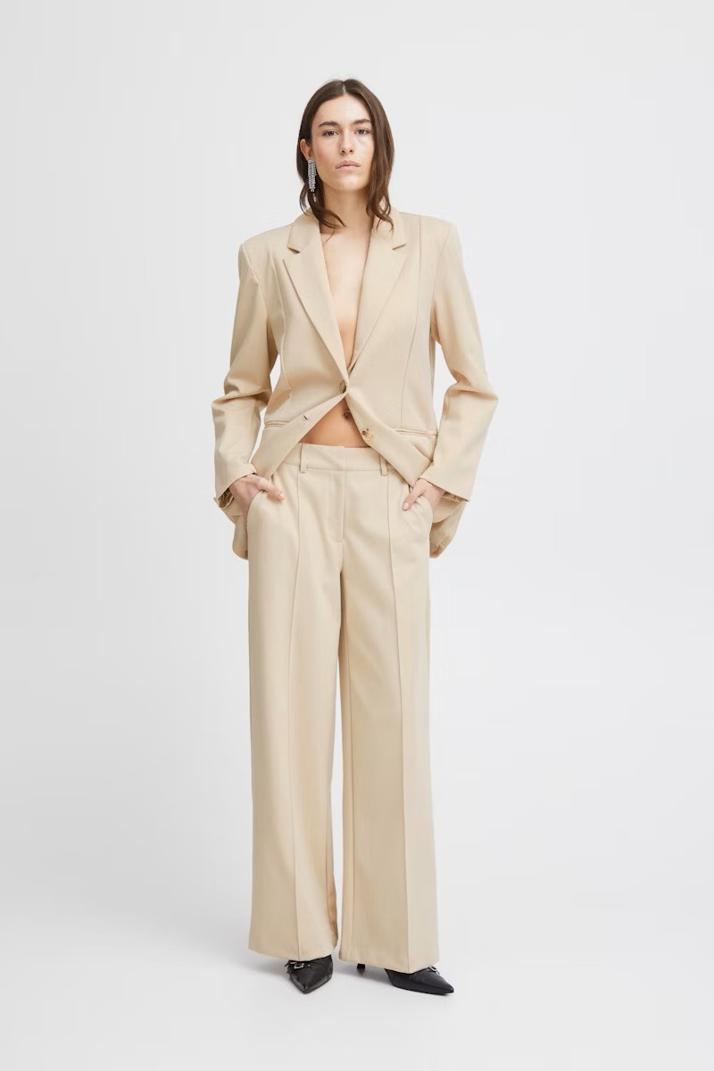 Jersey Trousers with Front Seam and Side Pockets – Ichi