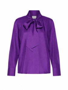 Image of Tie Neck Silk Blouse -Marella