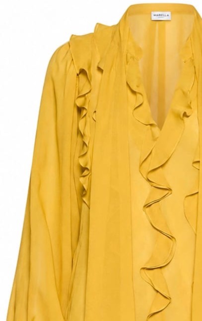 Batwing Puffed Sleeved Silky Blouse with Ruffle Details – Marella