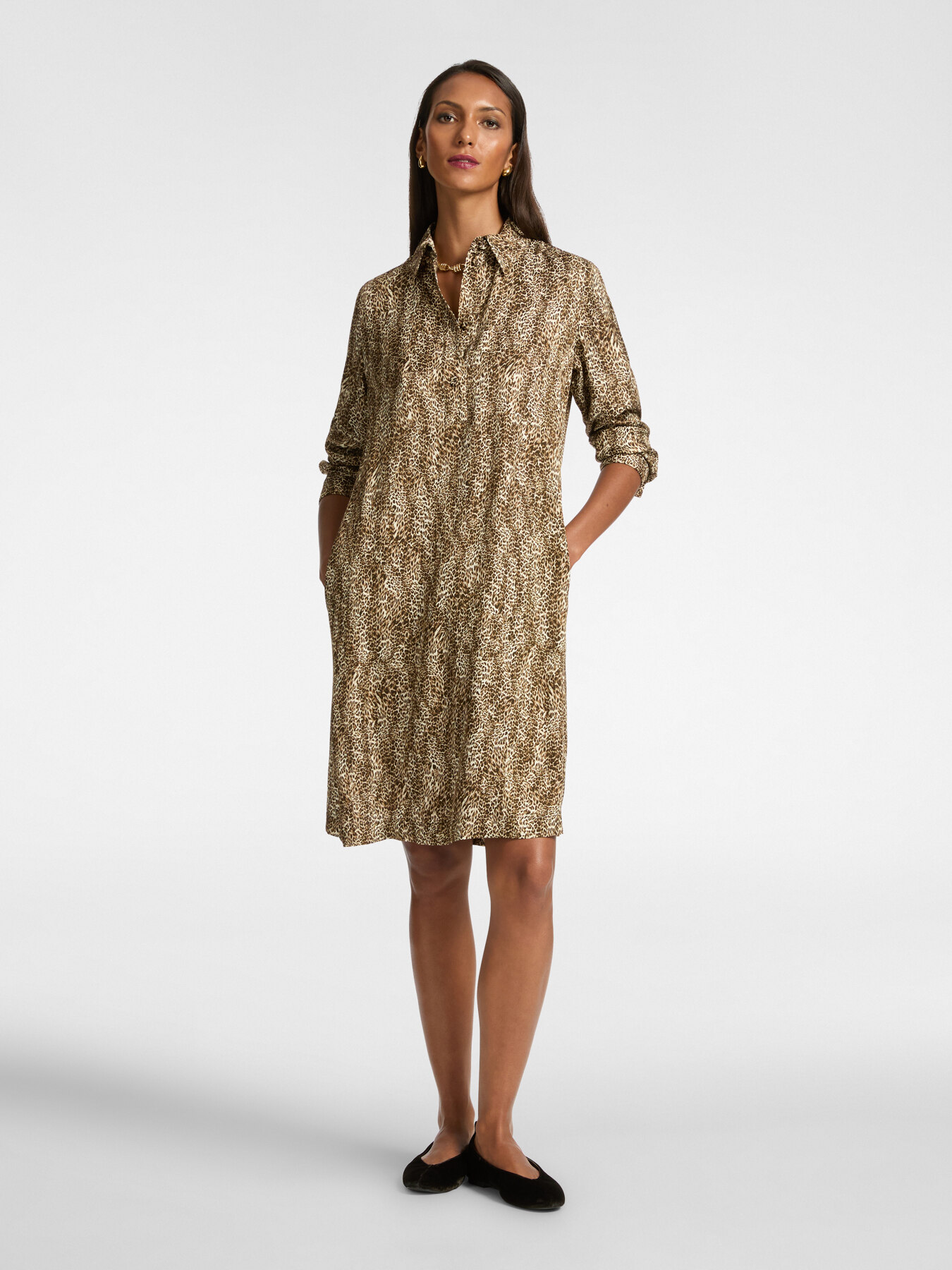 Animal Print Silky Shirt Dress – Elena Miro