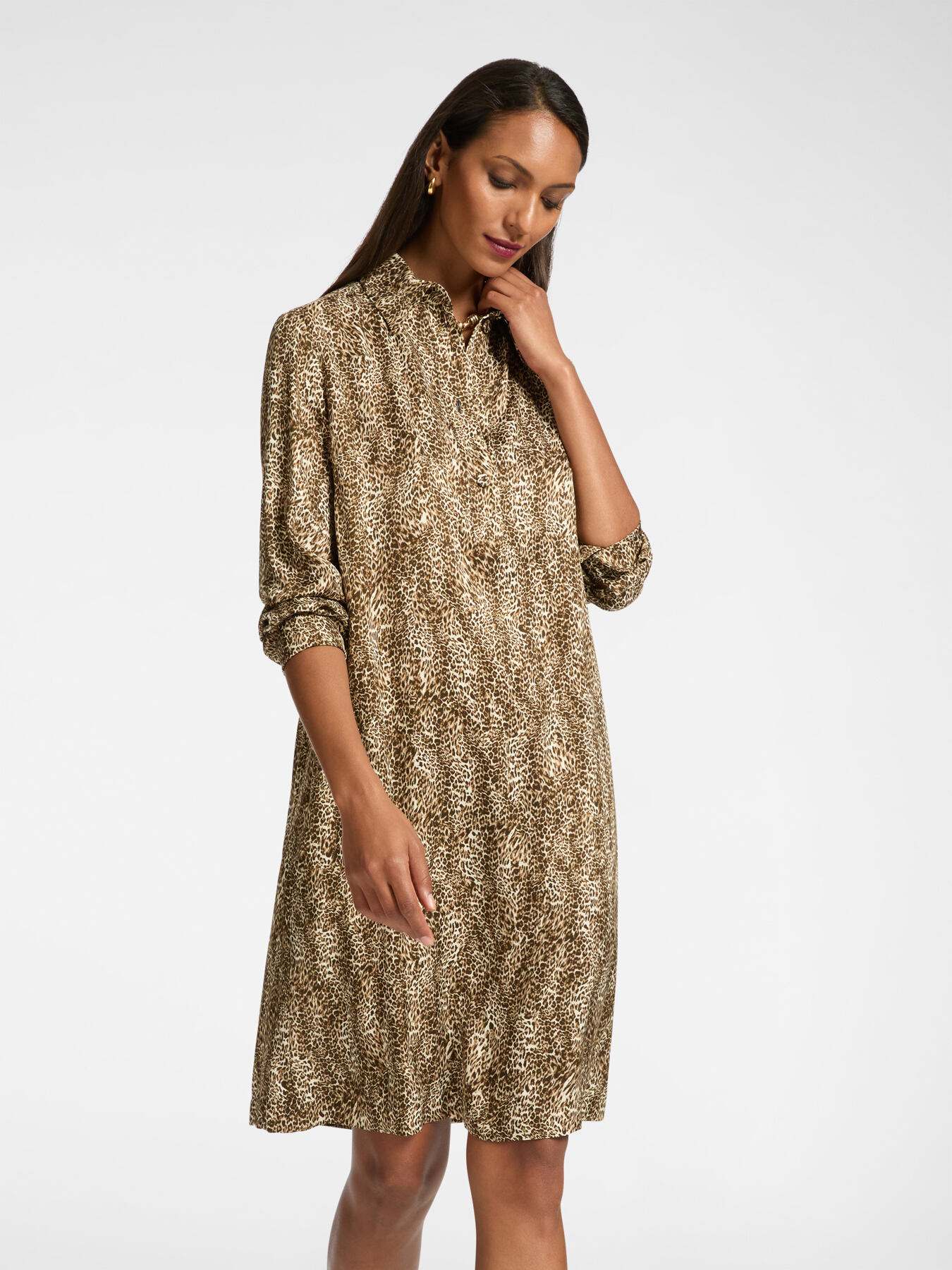 Animal Print Silky Shirt Dress – Elena Miro