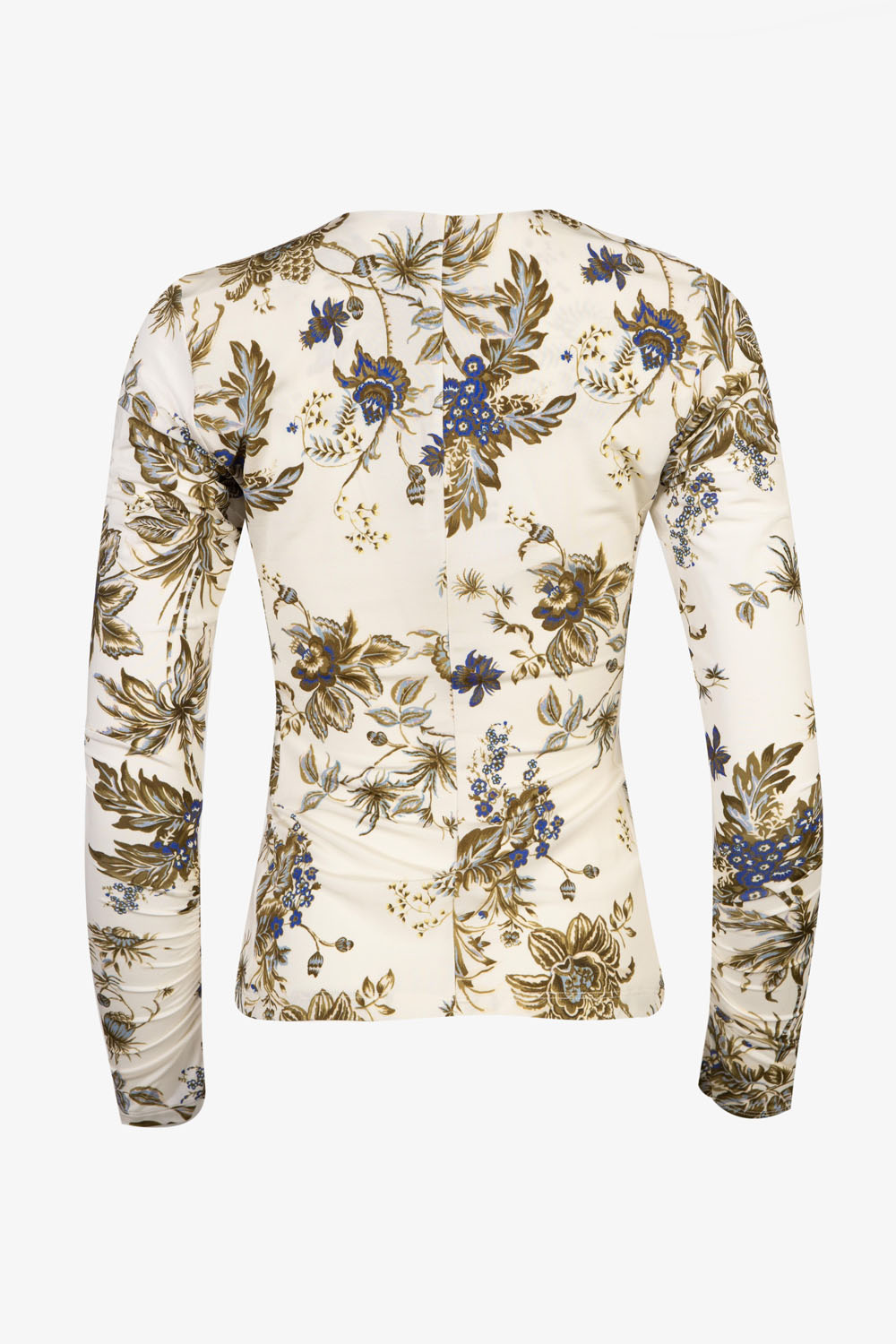 Ruched Fitted Floral Blouse with One Side Ruffle – Marella
