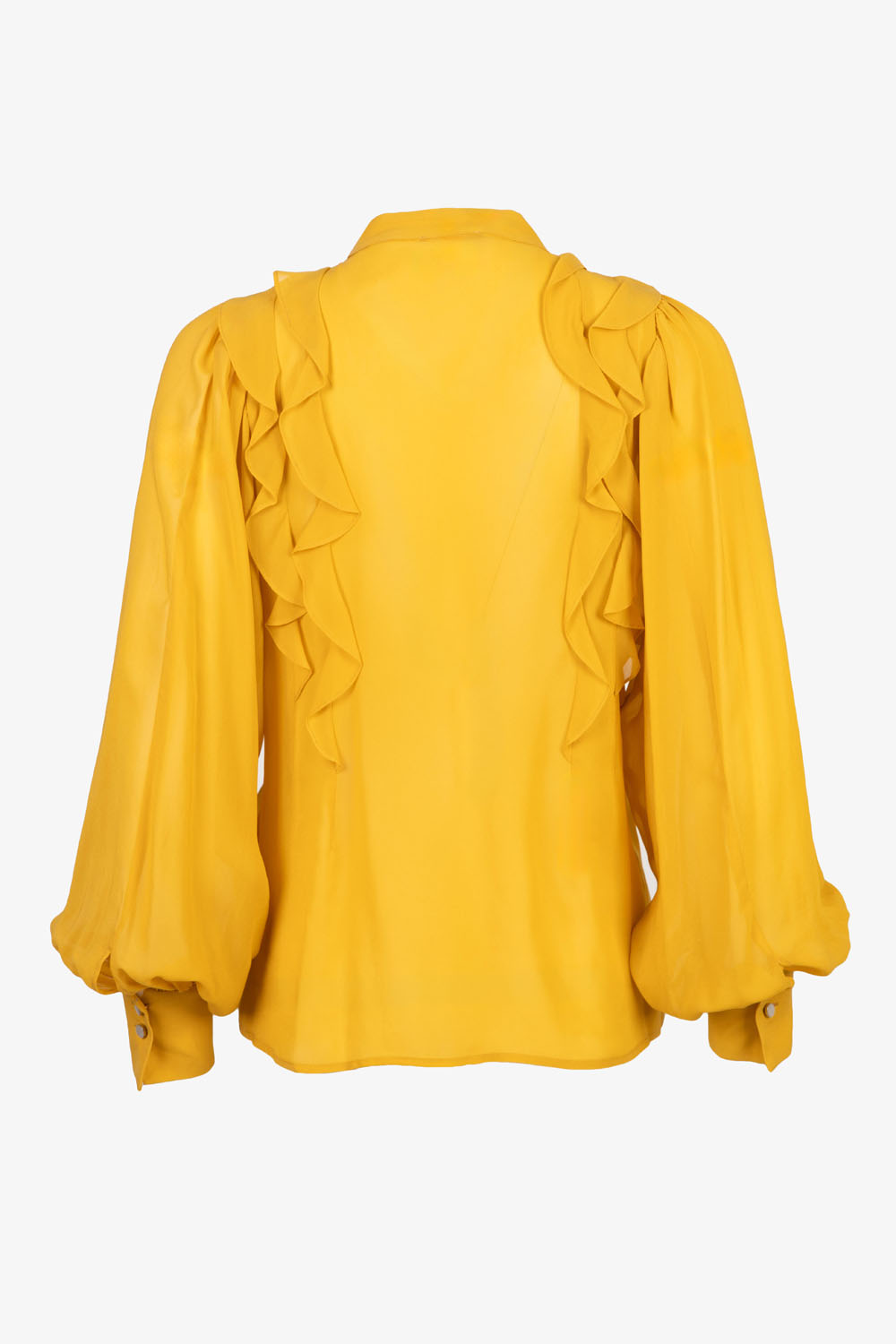 Batwing Puffed Sleeved Silky Blouse with Ruffle Details – Marella