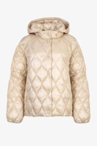 Image of Sheeny Quilted Hooded Jacket with Side Pockets – Elena Miro