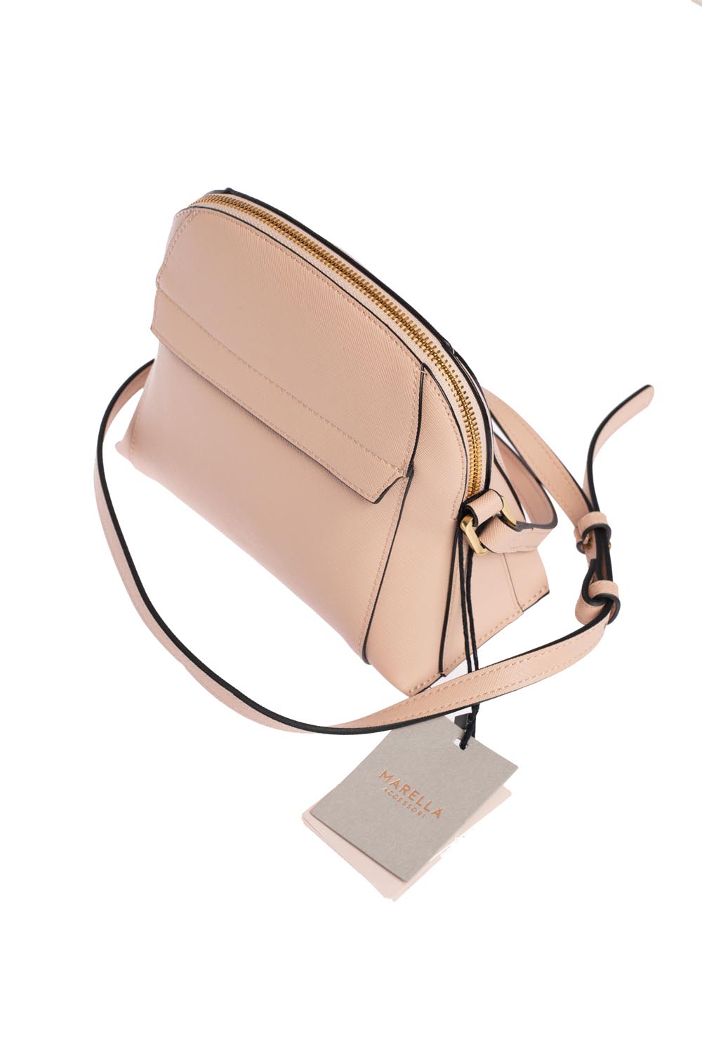 Small Structured Bag with Zip,Front Socket and Long Strap