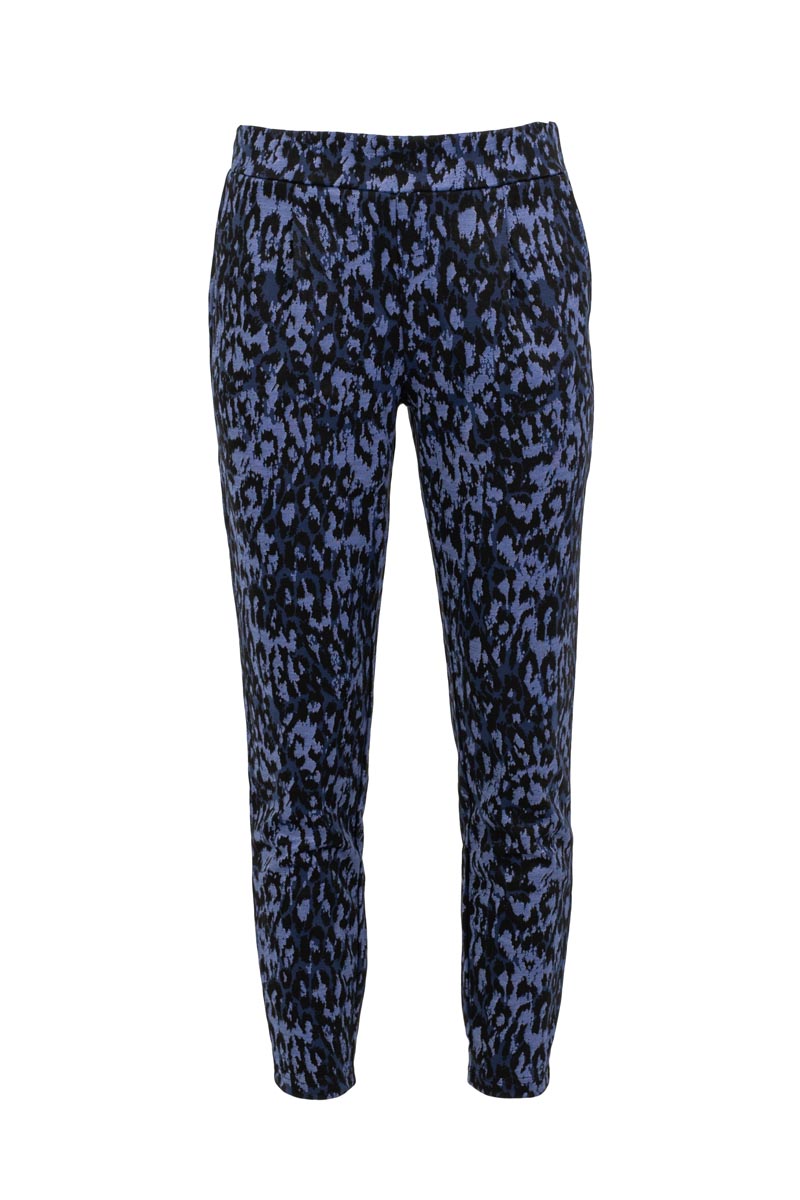 Jersey Cigarette Animal Print Trousers with Elasticated Waistband