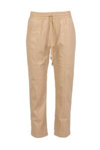 Image of Eco Leather Drawstring Trousers with Front Seam Detail