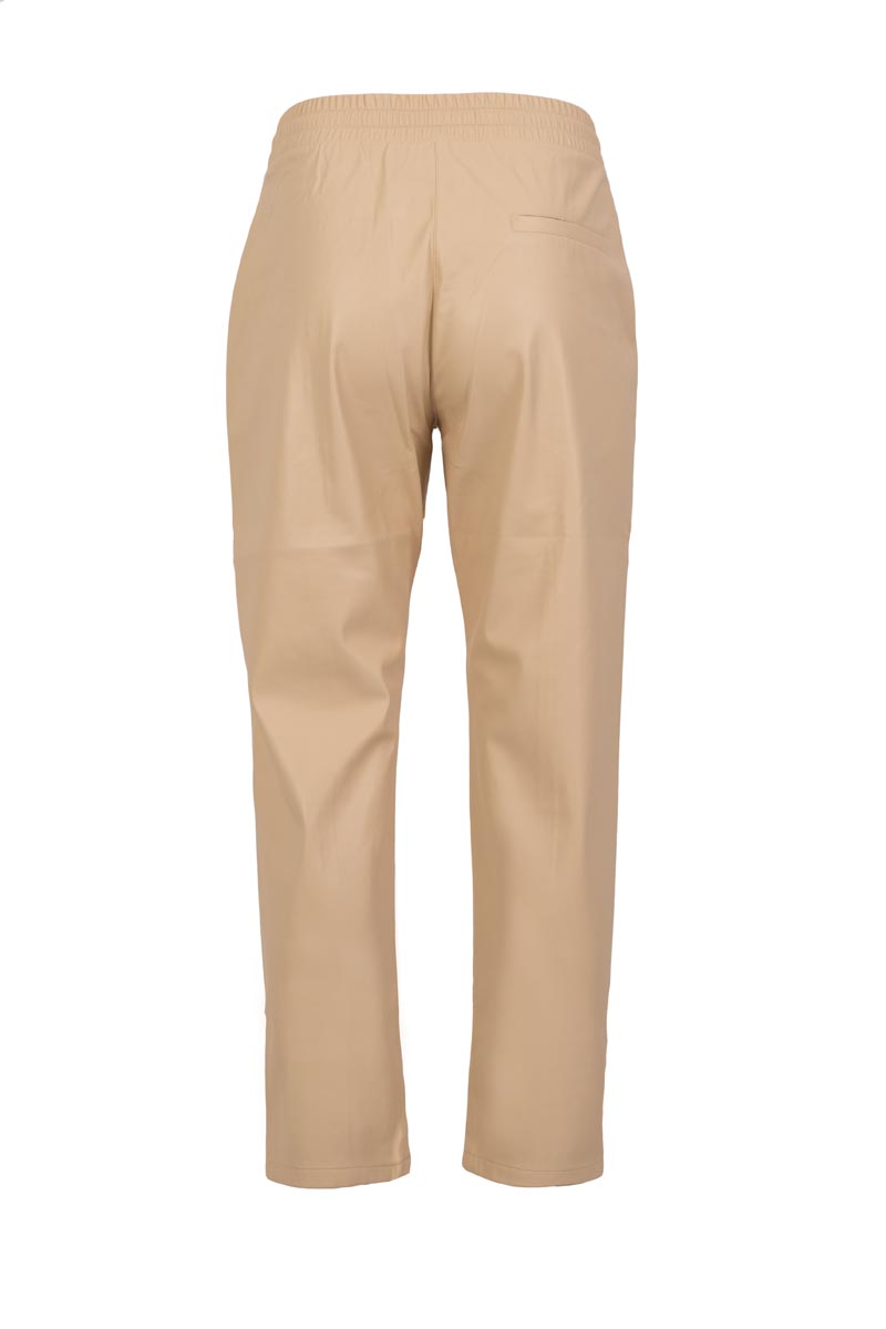 Eco Leather Drawstring Trousers with Front Seam Detail
