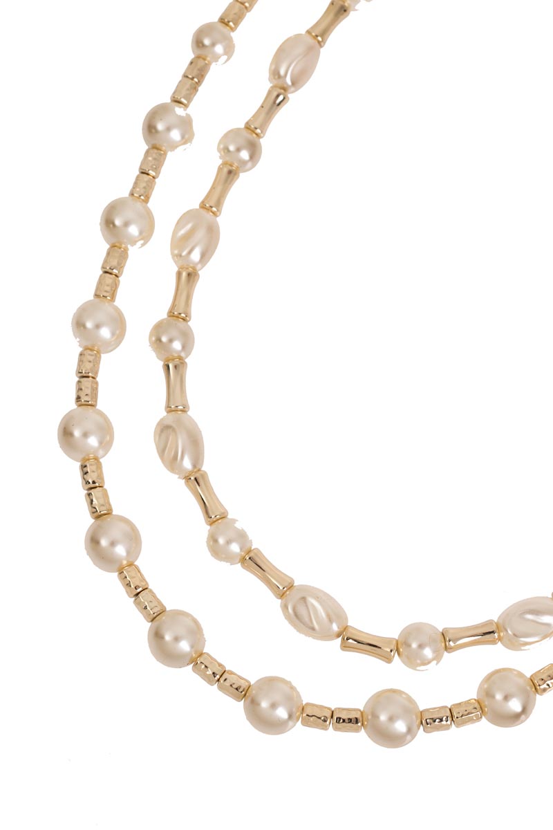 Two Piece Gold and Raw Pearl Necklace