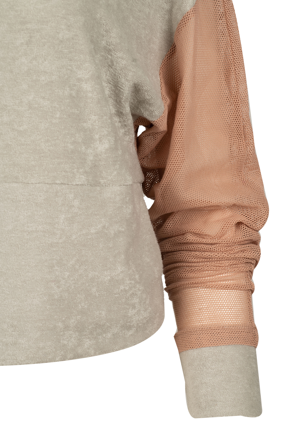 Textured Set with Sweat Pants and Polo Neck Sweatshirt with Mesh Detail