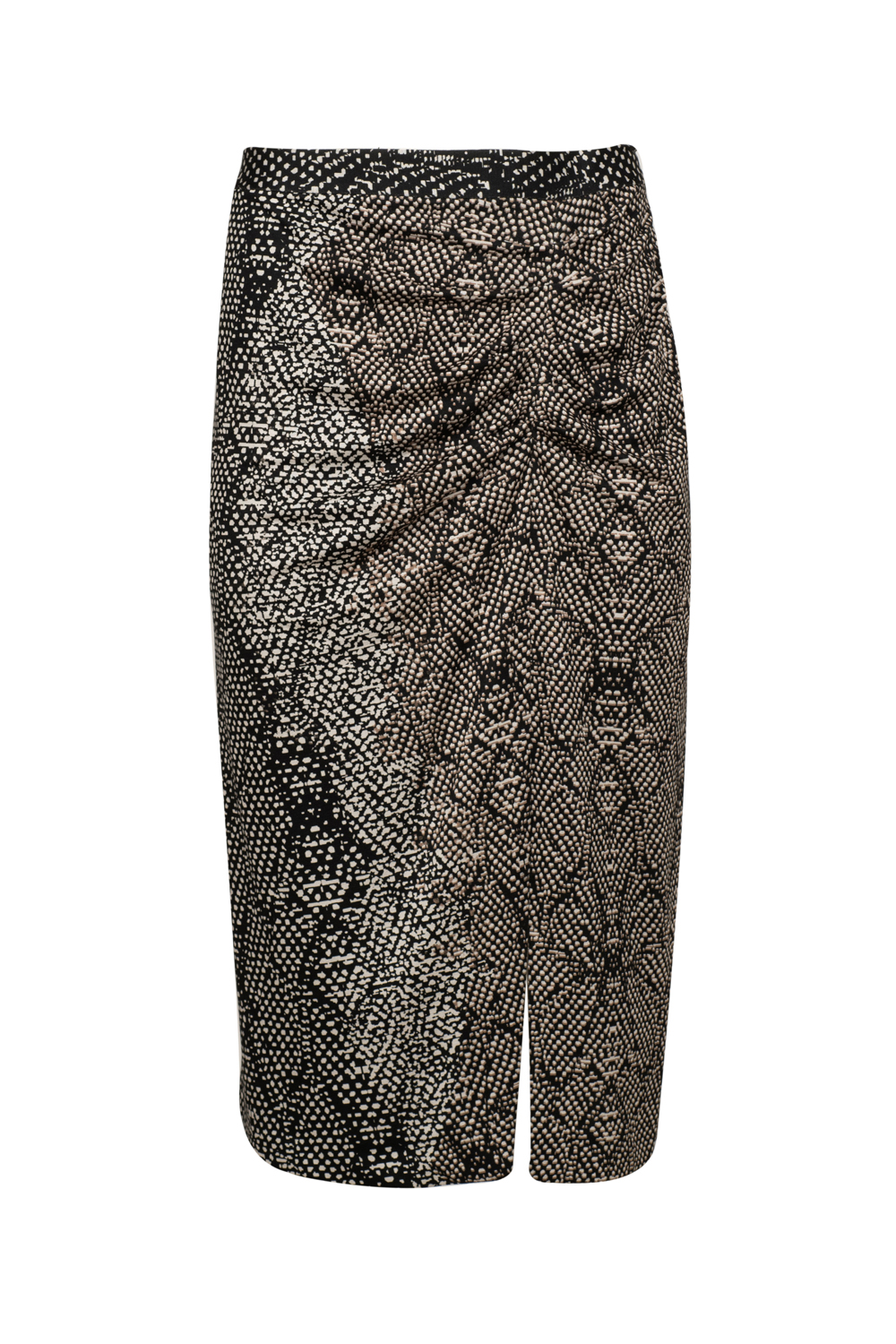 Straight Snakeskin Skirt with Side Ruching