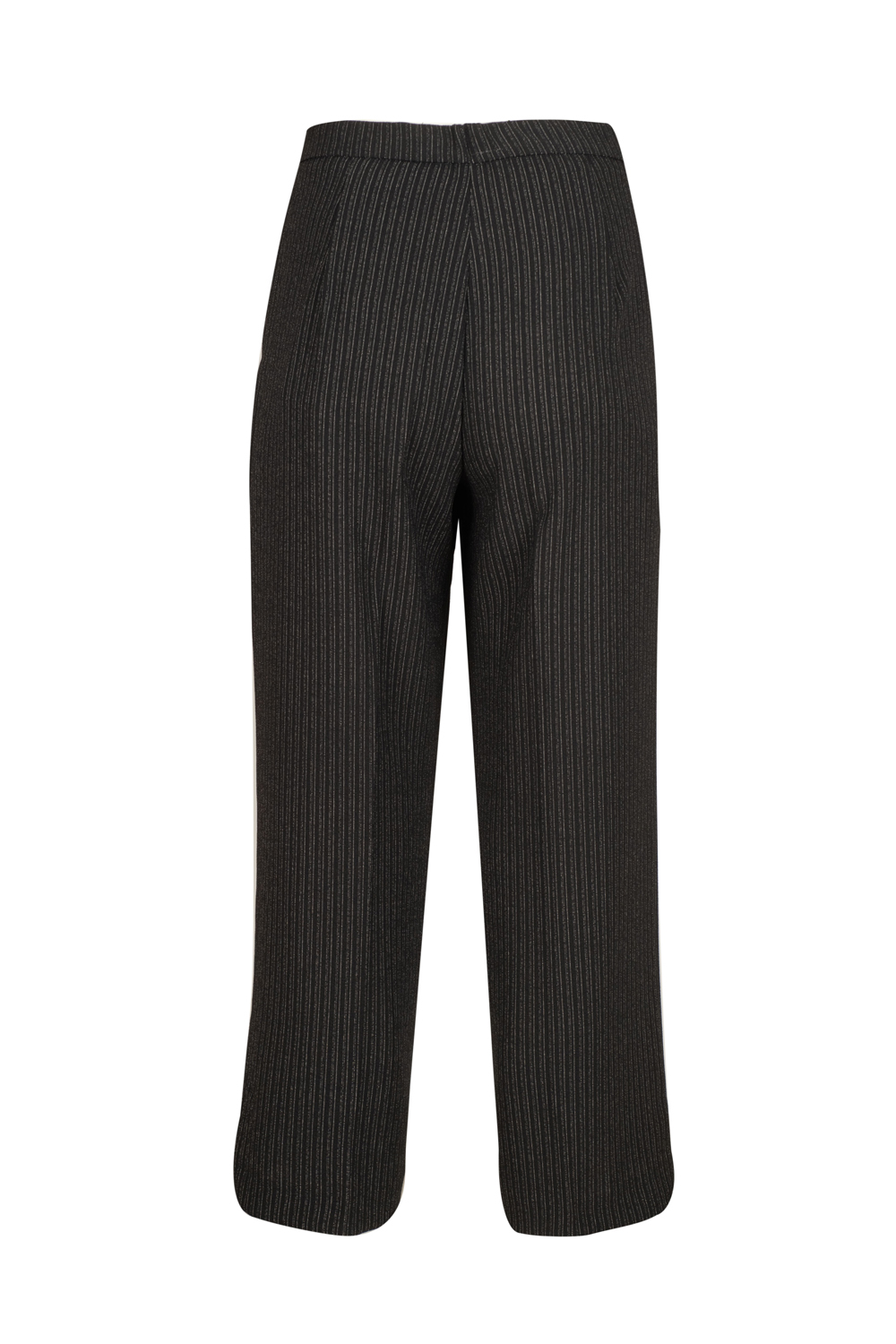 Cropped Wide Leg Striped Trousers with Elasticated Waist Band