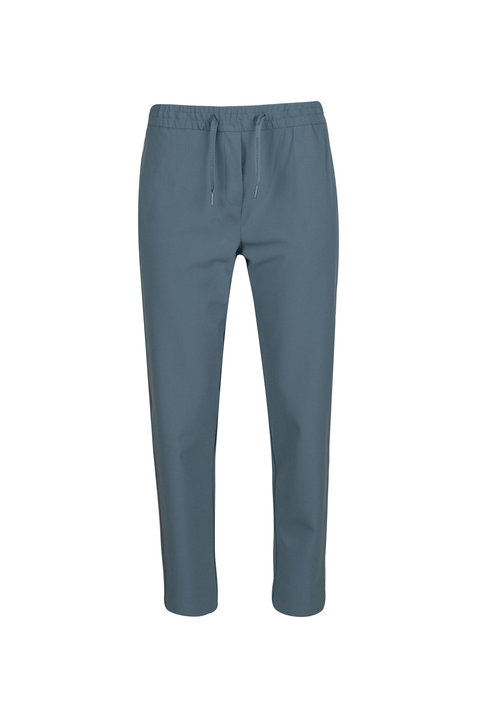 Straight Trousers with Elasticated Waistband and Side Piping Detail