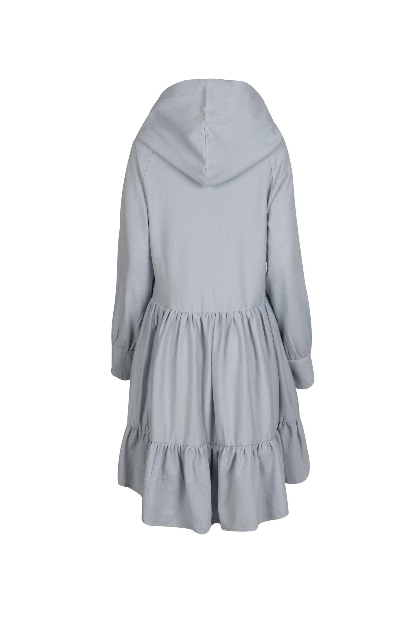 Asymmetric Hooded Tiered Dress Two-Textured